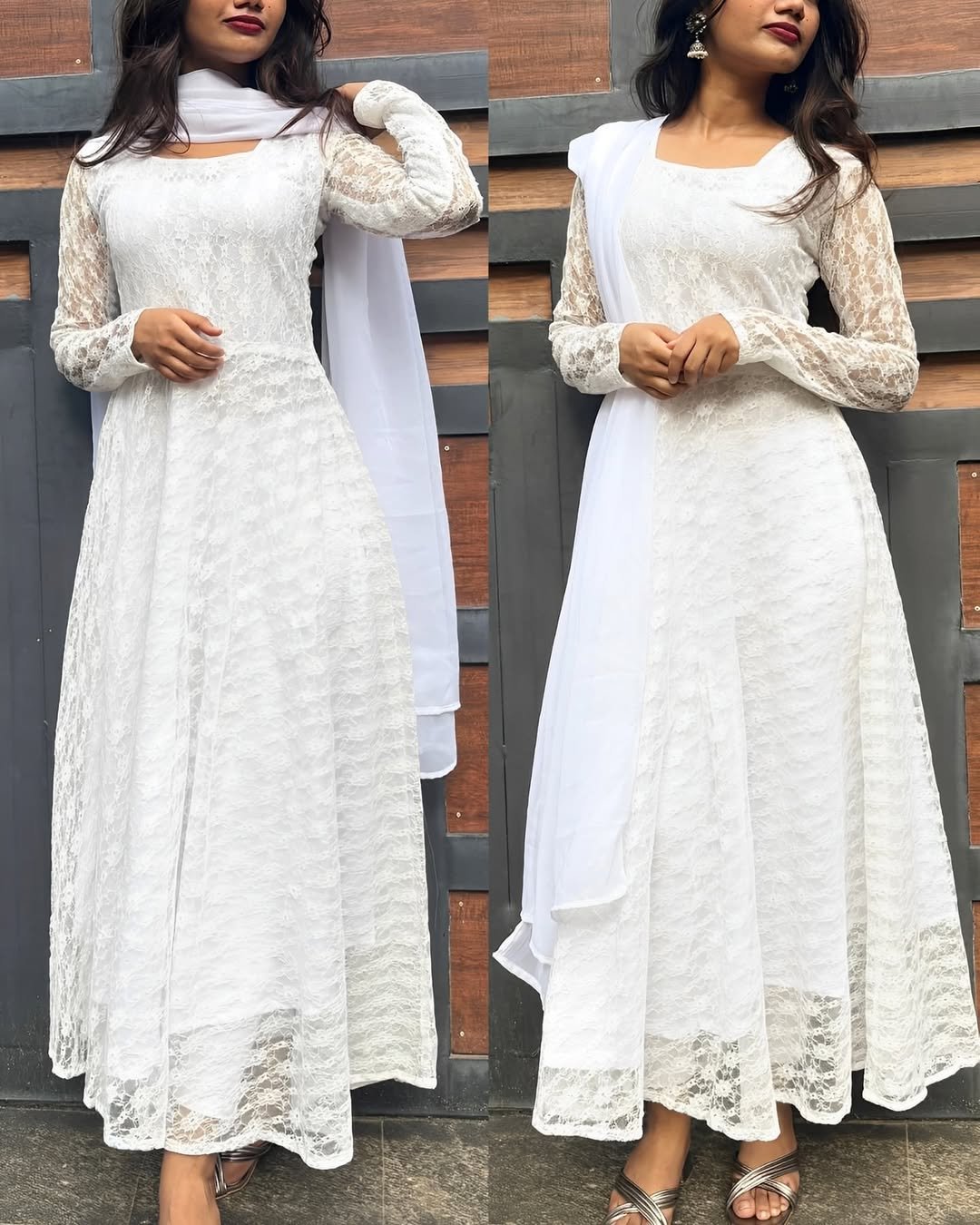 Aashika - Designer launch😍Netted Gown With Dupatta